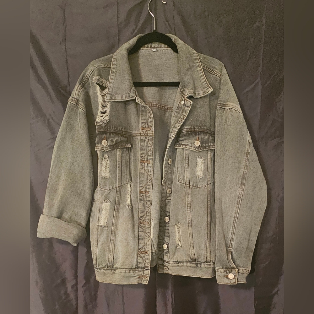 UNBRANDED Black Distressed Denim Jacket